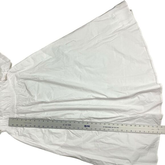 J. Crew Women’s XS White Smocked Cotton Poplin One Shoulder Dress BR403 Pockets - Picture 3 of 12